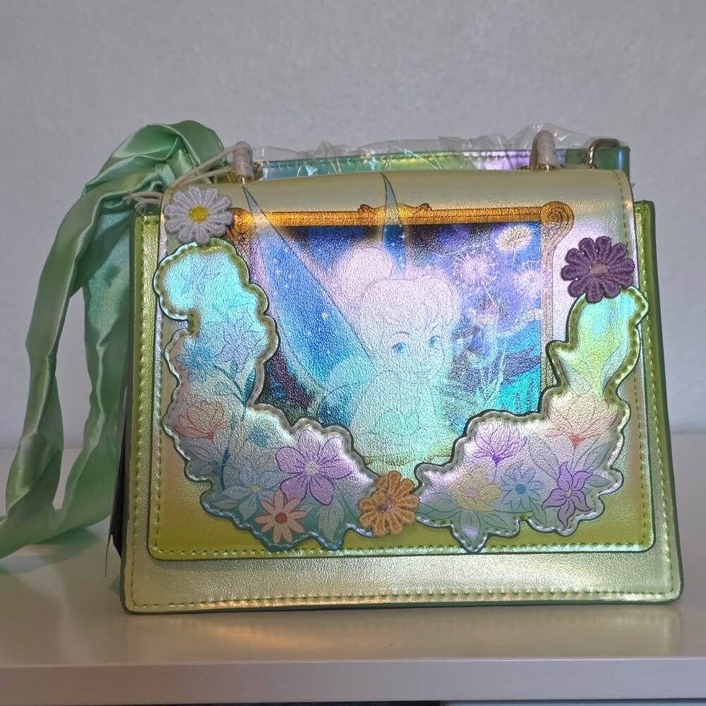 Loungefly Disney Peter Pan Tinker Bell Flower Iridescent Crossbody Bag | NWT - Picture 6 of 7